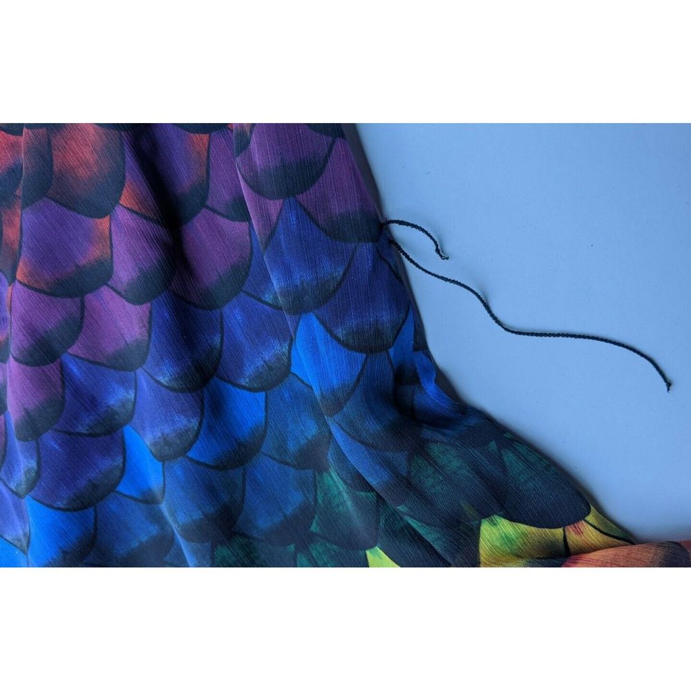 ALICE + OLIVIA Rainbow Feather Print MINA Dress 8 - Picture 4 of 5
